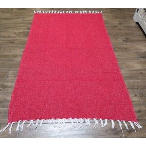 Wet Products Red Woven Fringed‎ Coverlet Throw Made in Mexico 48"x 80" NWOT